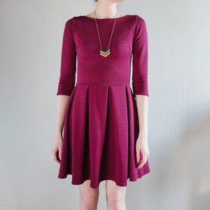 Boohoo | 3/4 Sleeve Ribbed Skater Dress